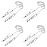 ZZLZX 4PCS Crocodile Clip Chain Hanging Rope Metal Chain with Ball for Fixing Dental Bib Clip Cover Napkin Clip Towel Clip Face Shield Used in Dental Clinics Silver
